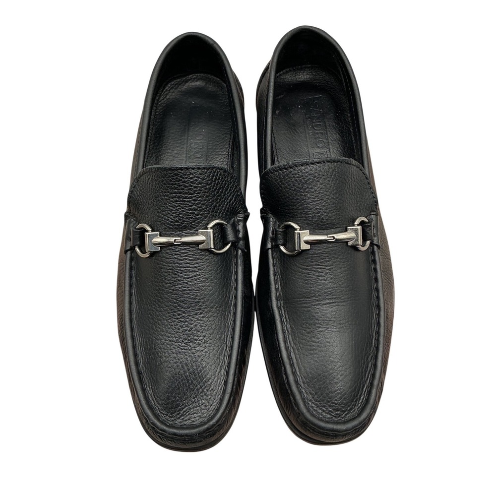 Sandro Moscoloni Malibu Black Pebbled Leather Bit Loafers Mens 10D Made in Spain